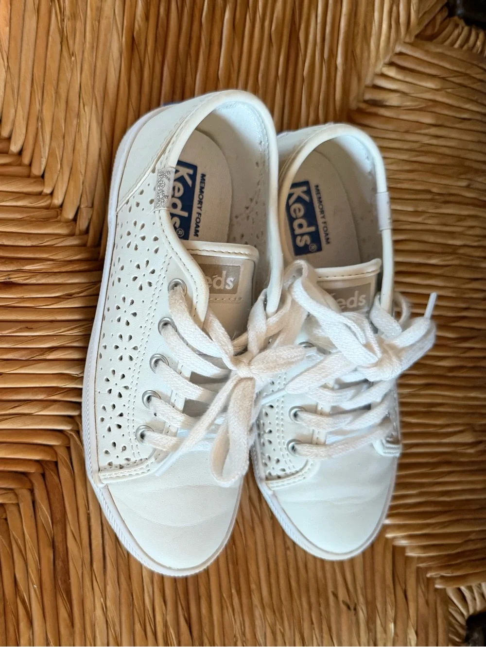 Keds Girls Kickstart Jr. White Lace-Up Sneakers